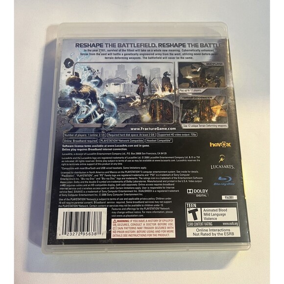 Fracture Sony PlayStation 3 2008 PS3 Lucas Arts Complete with Manual Tested - Picture 2 of 9